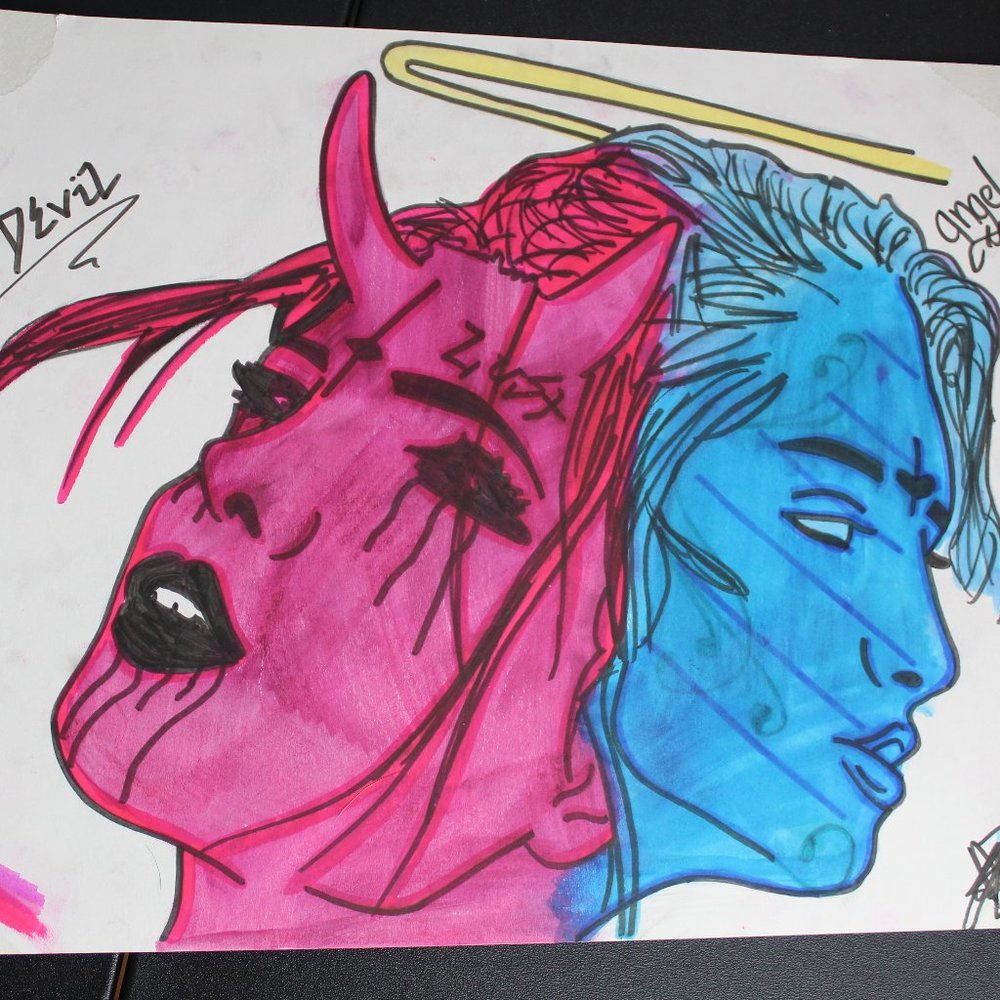 Custom Angel/Demon drawing poster